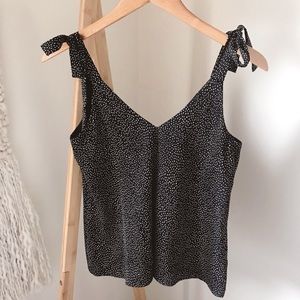 H&M Black and White Dot Tie-Strap Tank Top